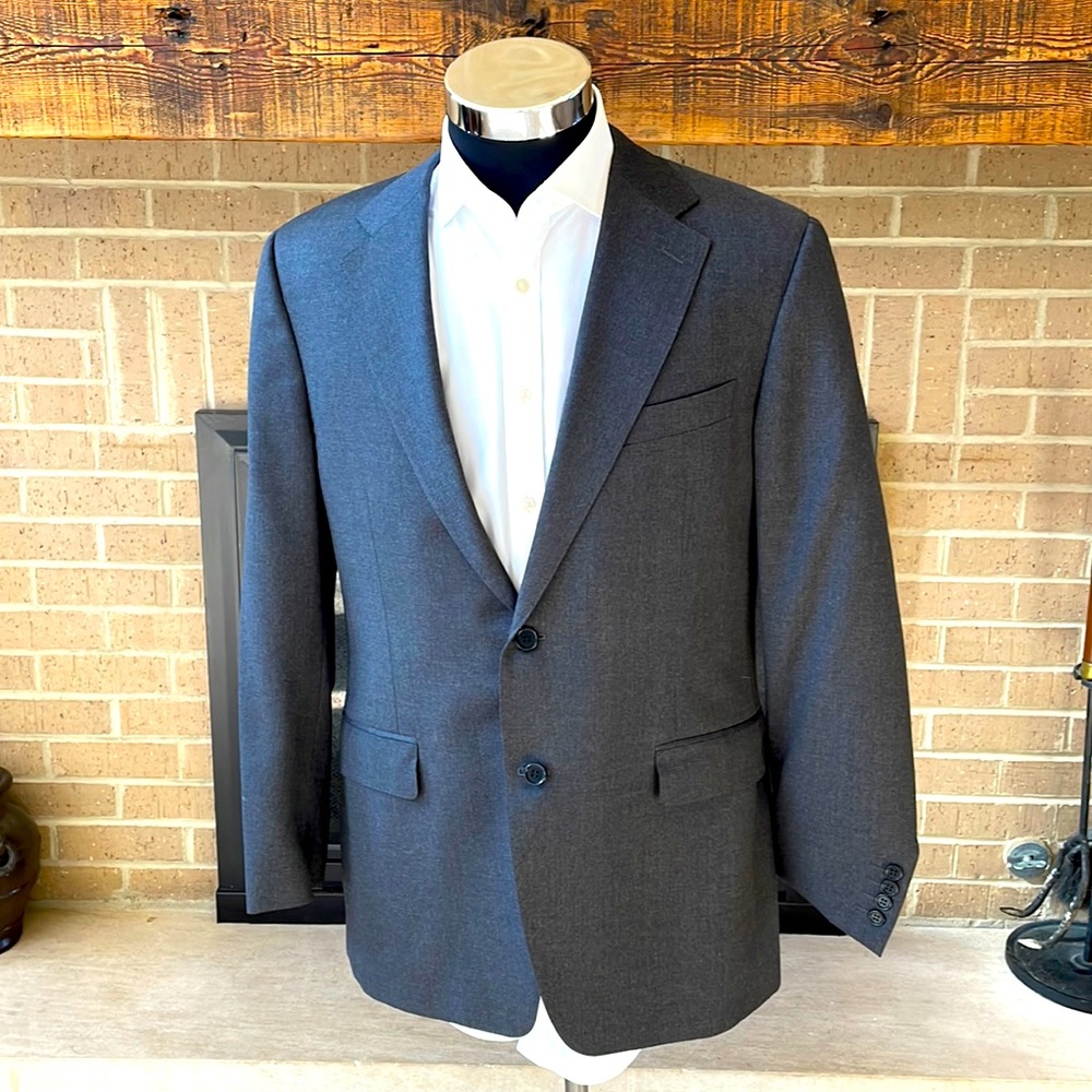 Canali mens 42R Dark Gray Solid 100% Wool 2-button Suit Jacket Sport Coat